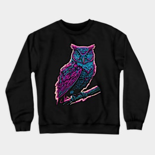 Wise Owl Staring Neon Glow Crewneck Sweatshirt